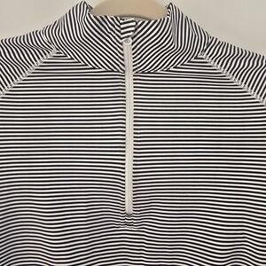 Southern Tide Womens XS Striped Quarter Zip Performance Pullover Black White